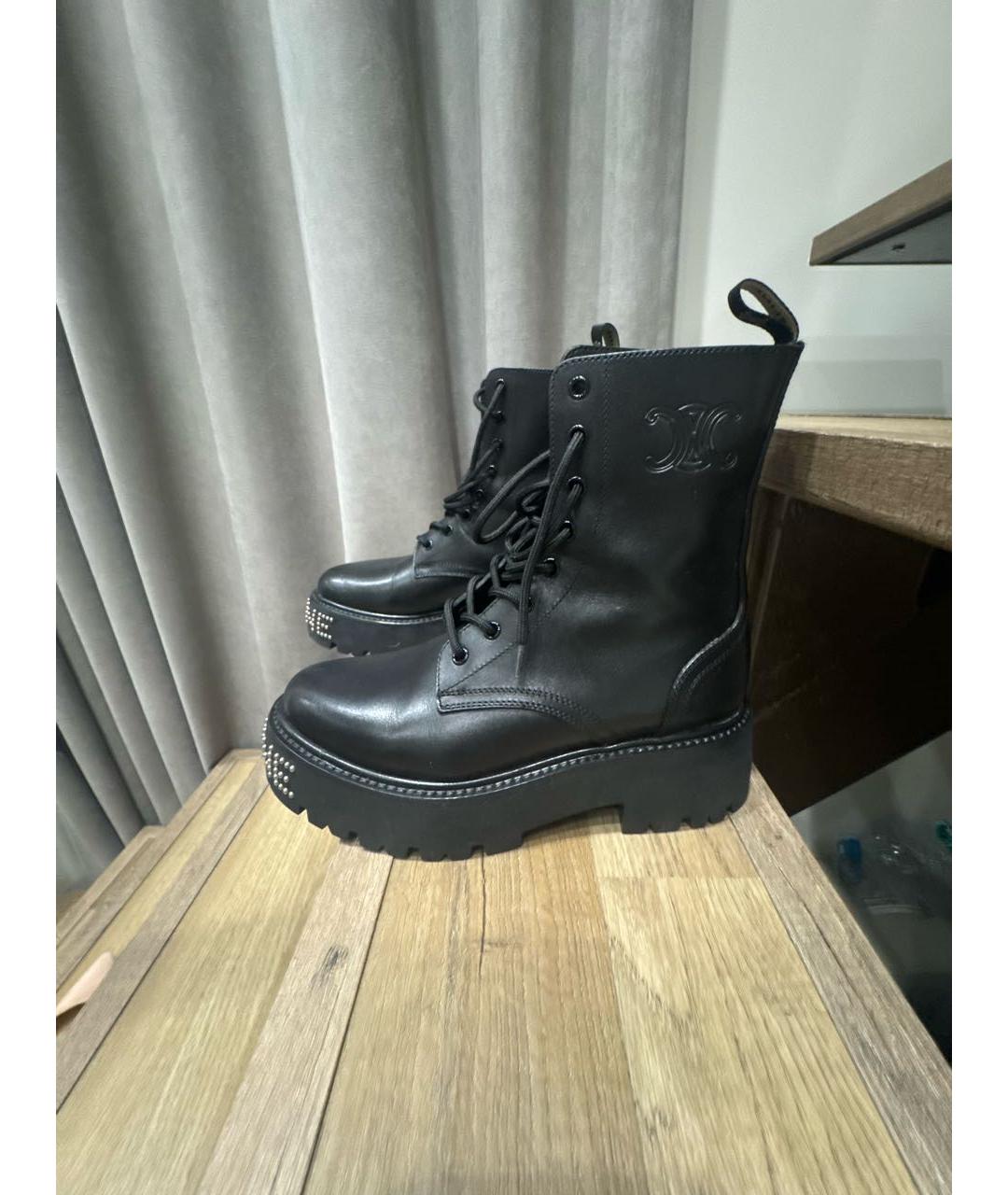 CELINE Черные кожаные ботинки, фото 5
