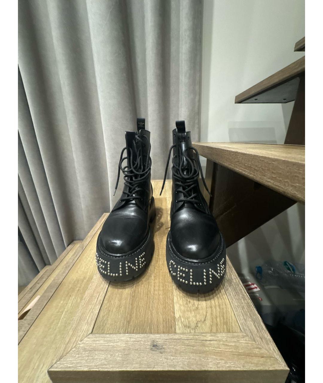 CELINE Черные кожаные ботинки, фото 2