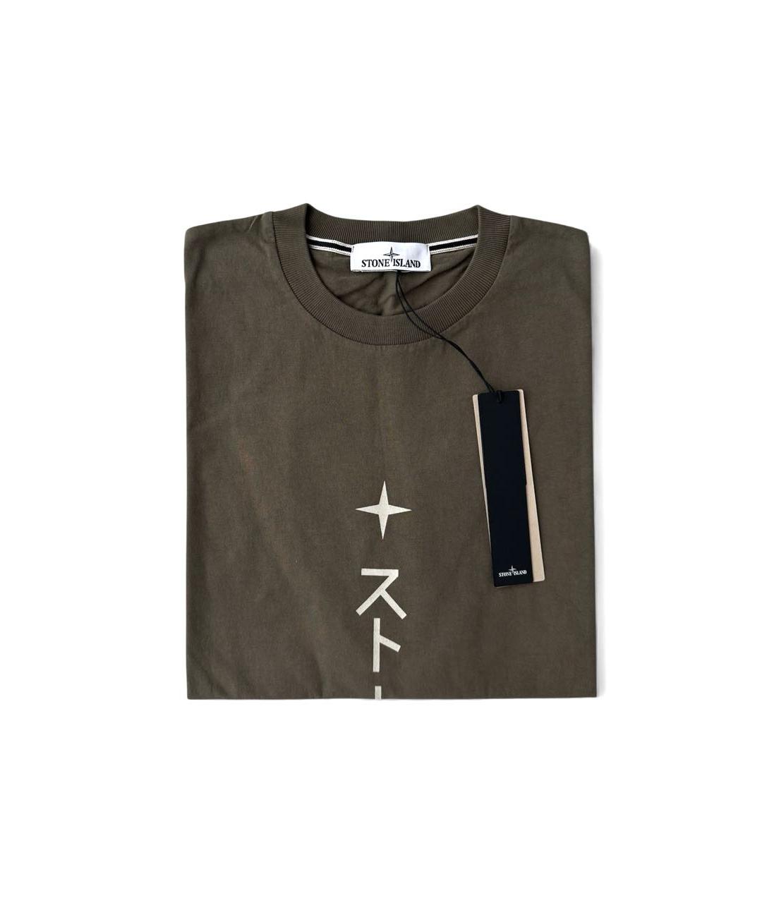 STONE ISLAND Хаки хлопковая майка, фото 5