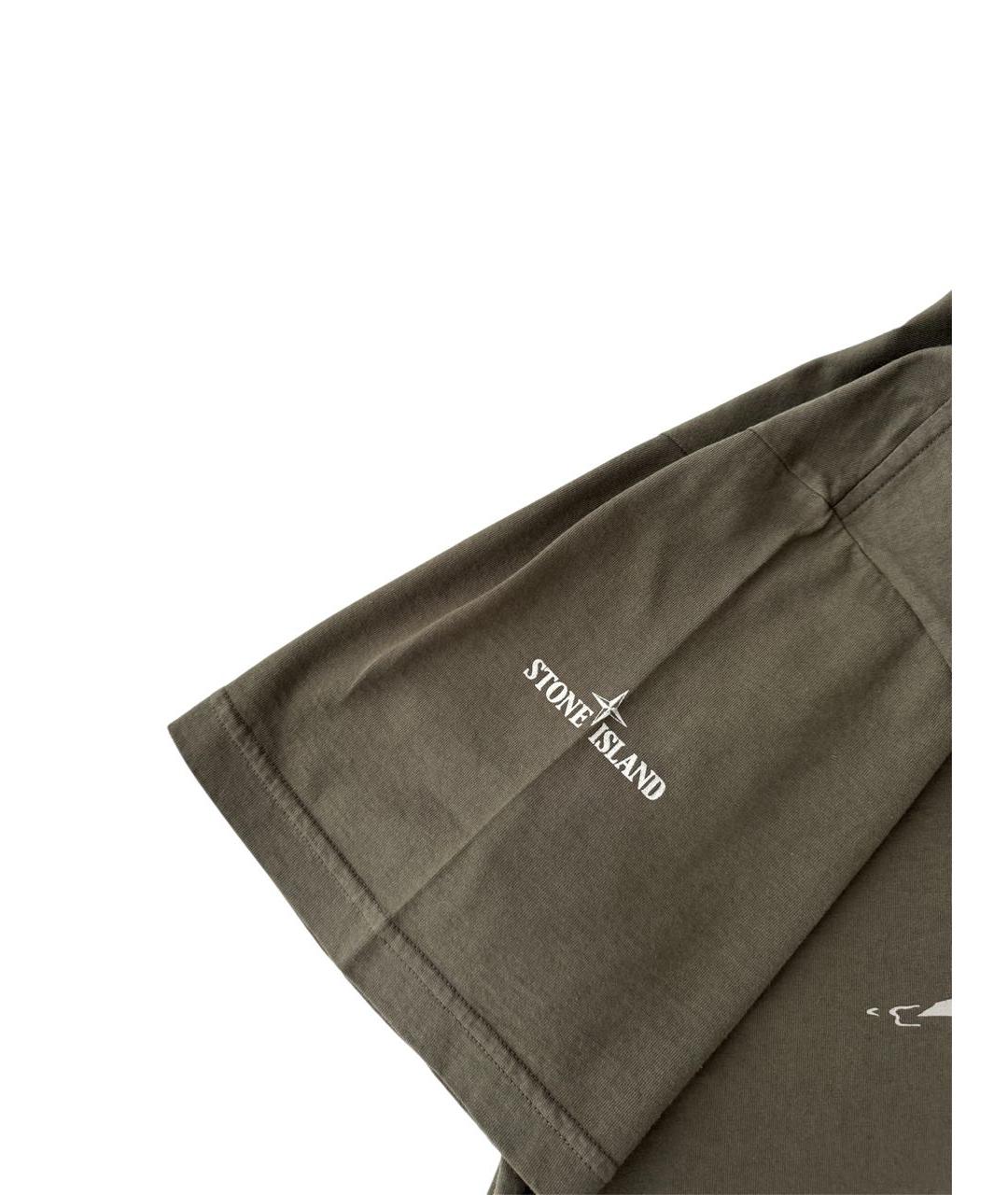 STONE ISLAND Хаки хлопковая майка, фото 4