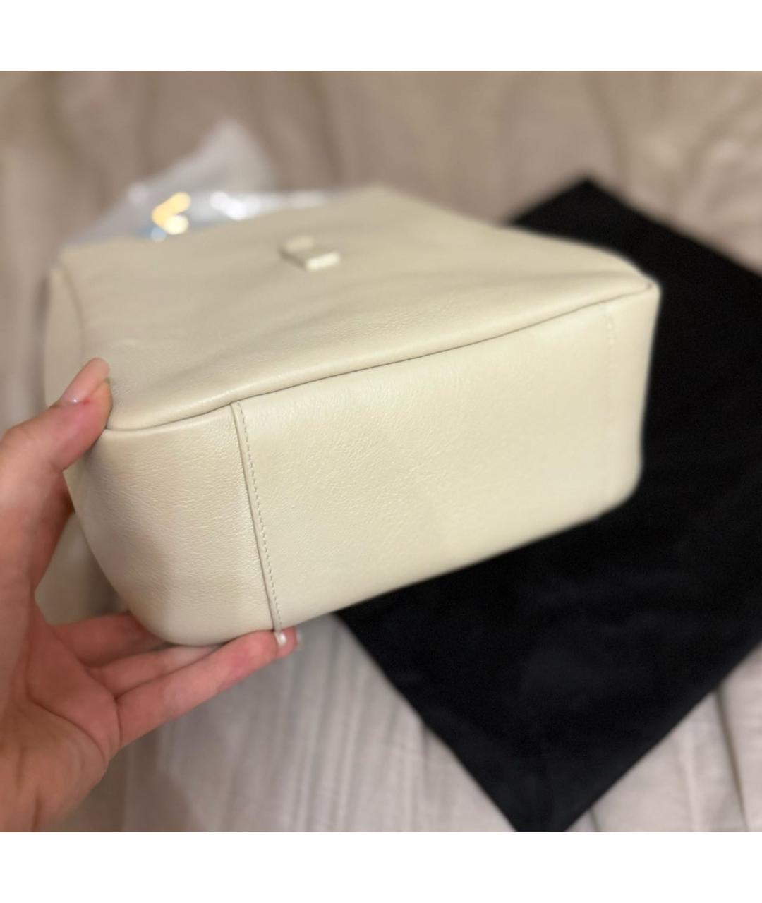SAINT LAURENT Бежевая кожаная сумка тоут, фото 4
