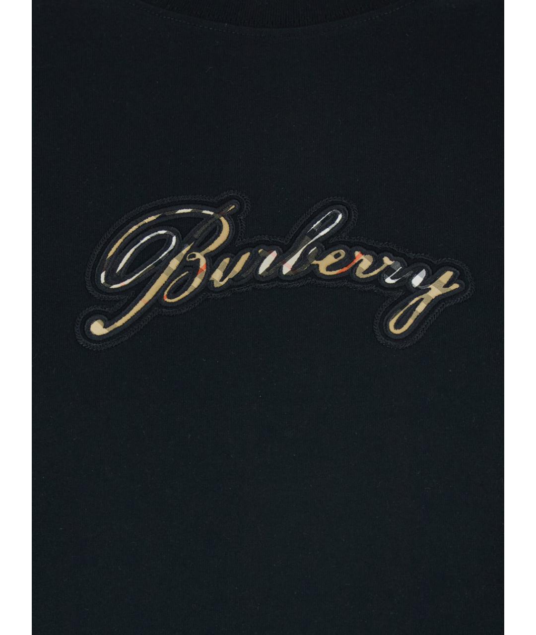 BURBERRY Черная хлопковая футболка, фото 3