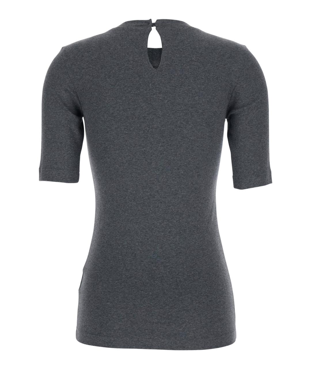 BRUNELLO CUCINELLI Серая хлопковая футболка, фото 2