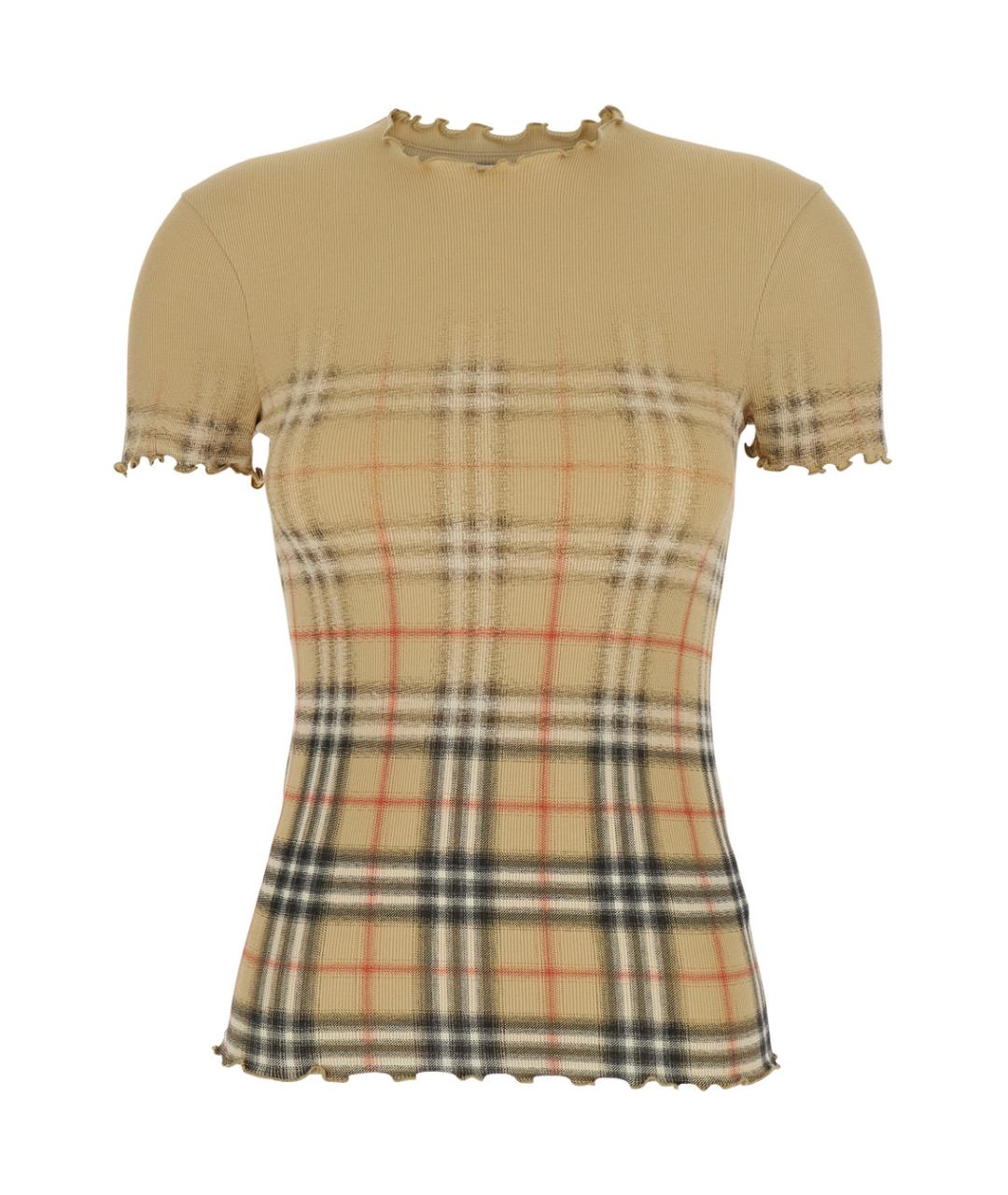 BURBERRY Бежевая хлопковая футболка, фото 1