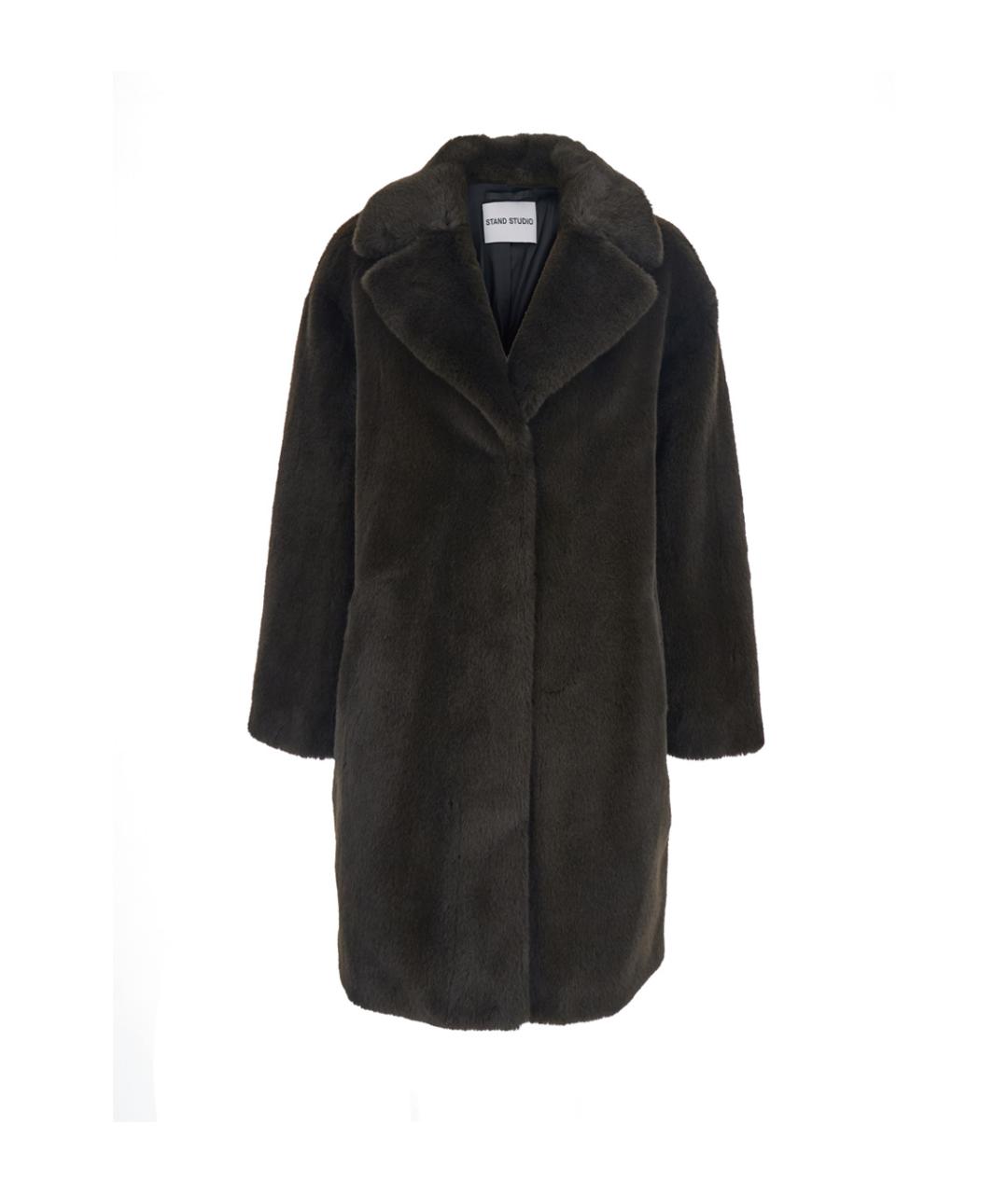 STAND Коричневая полиэстеровая шуба, фото 1
