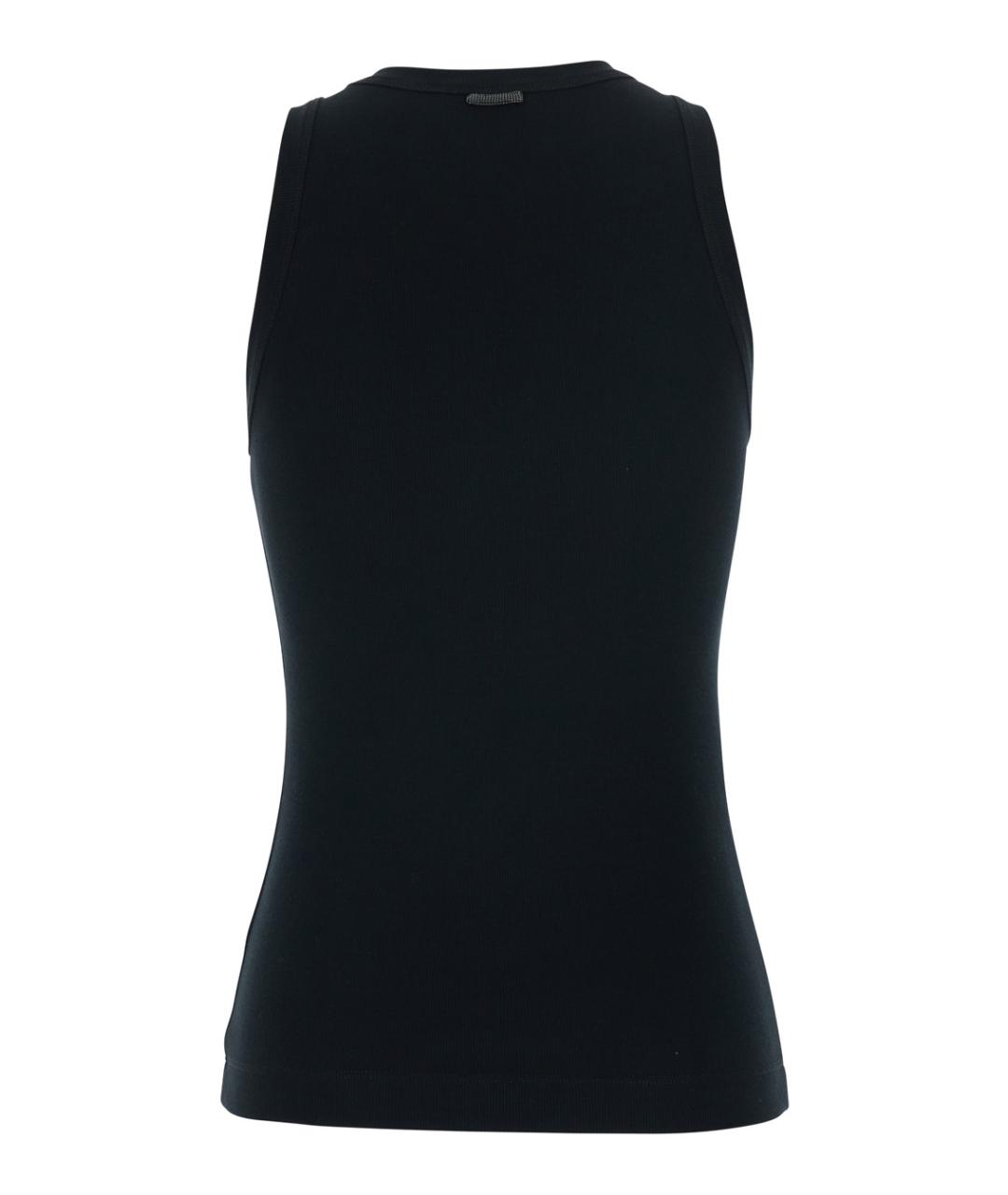 BRUNELLO CUCINELLI Черная хлопковая майка, фото 2