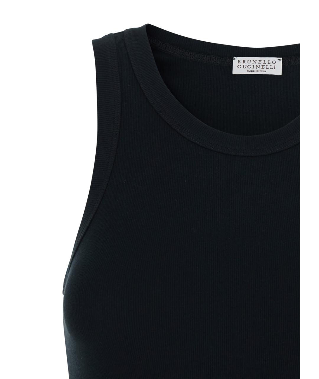 BRUNELLO CUCINELLI Черная хлопковая майка, фото 3