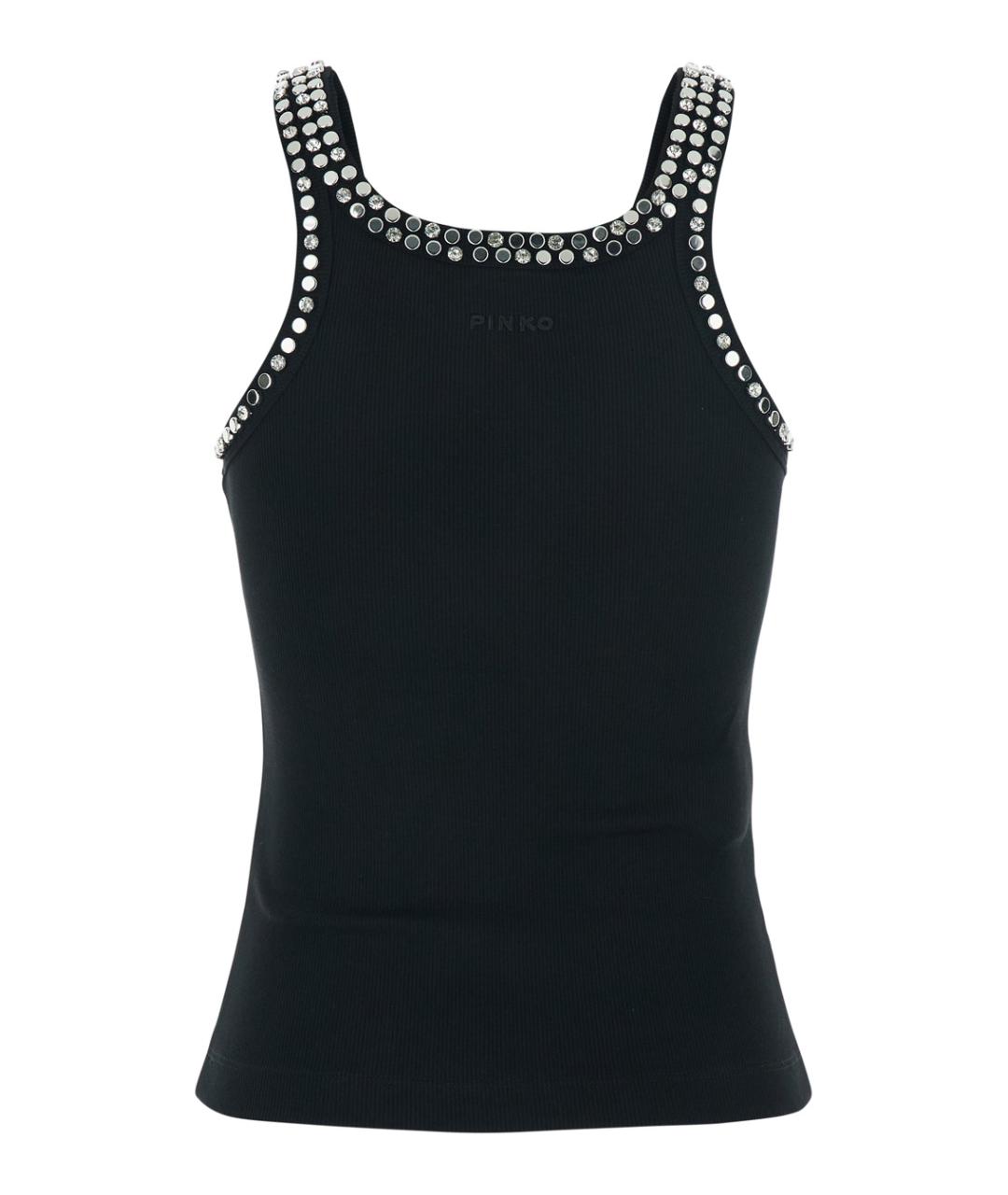 PINKO Черная хлопковая майка, фото 2