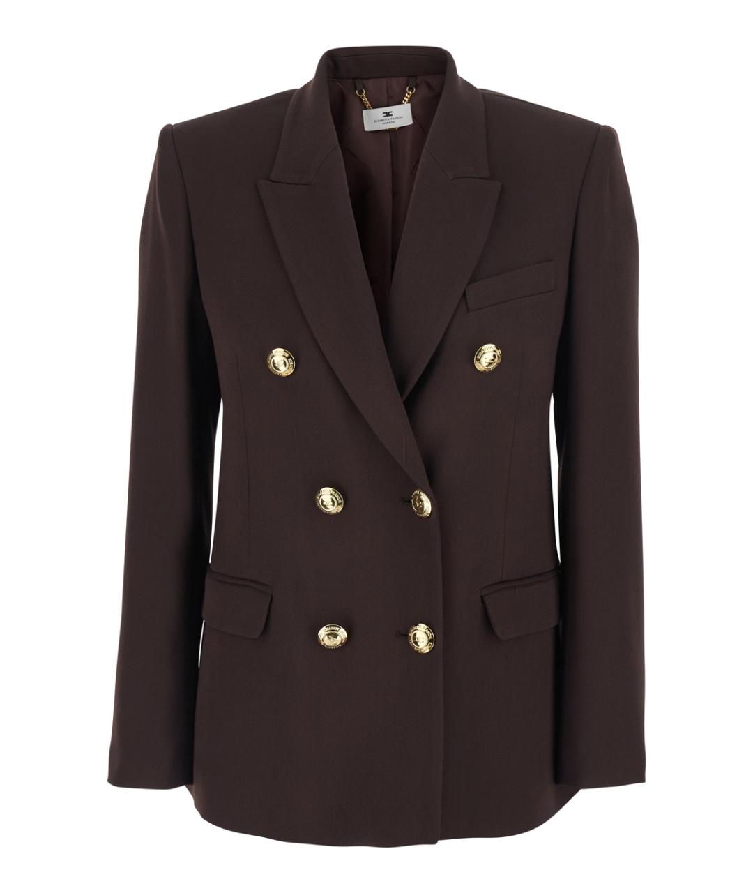 ELISABETTA FRANCHI Коричневый вискозный жакет/пиджак, фото 1