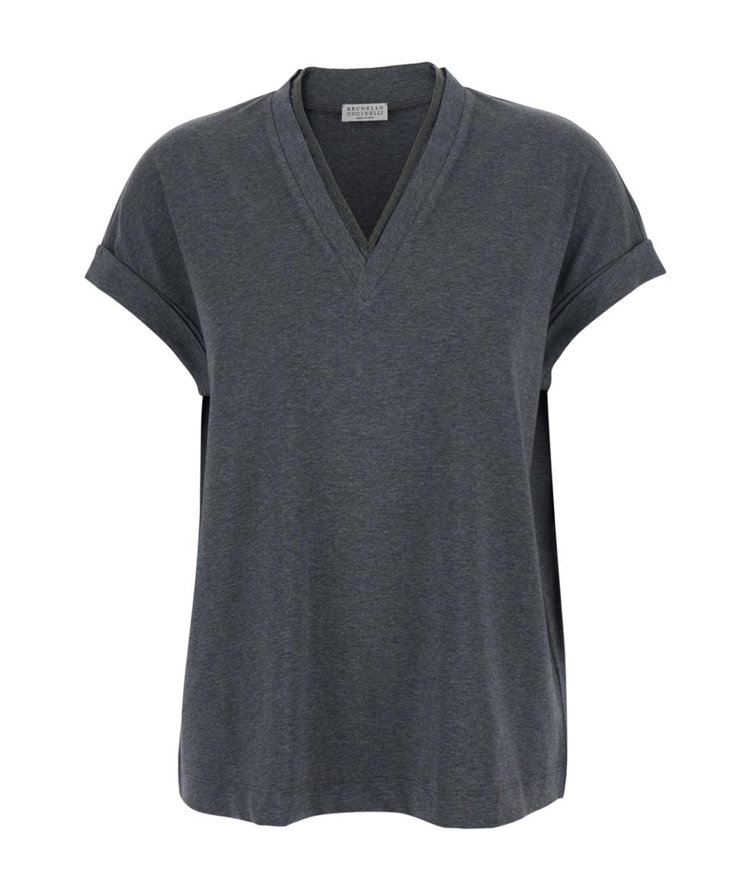 BRUNELLO CUCINELLI Серая хлопковая футболка, фото 1