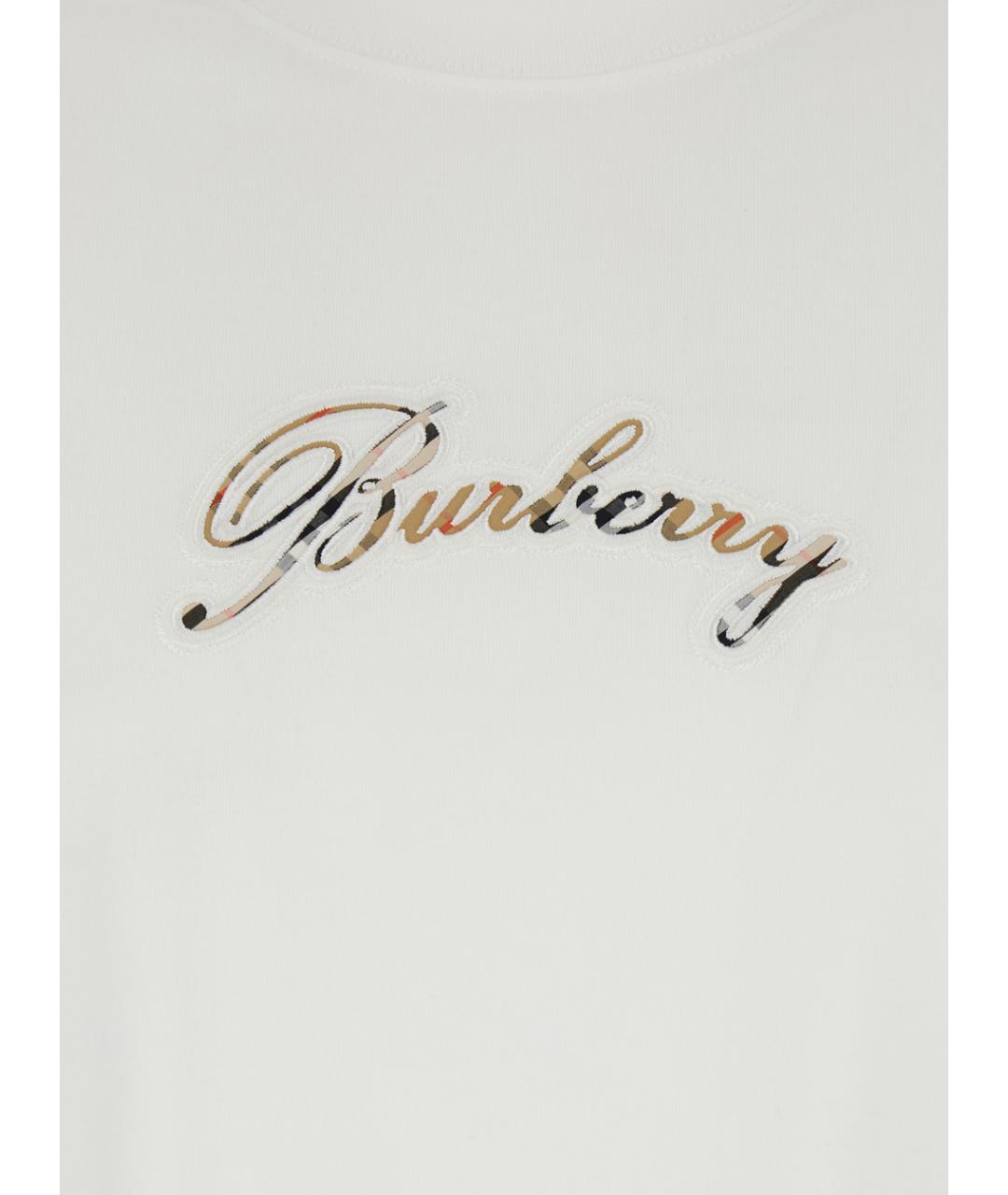 BURBERRY Белая хлопковая футболка, фото 3