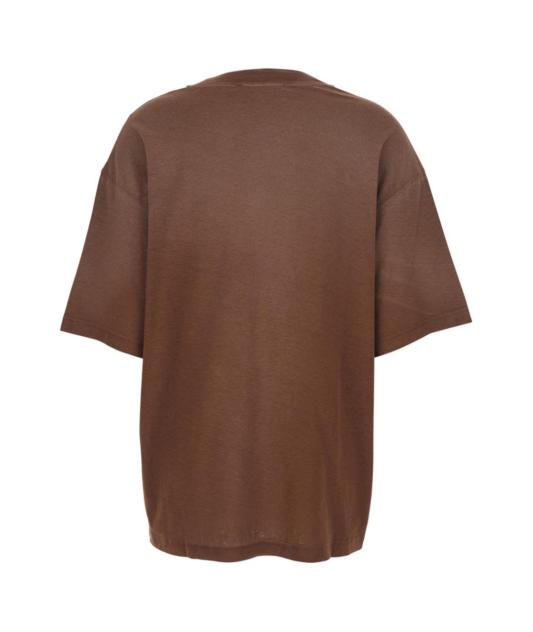 ACNE STUDIOS Коричневая хлопковая футболка, фото 2