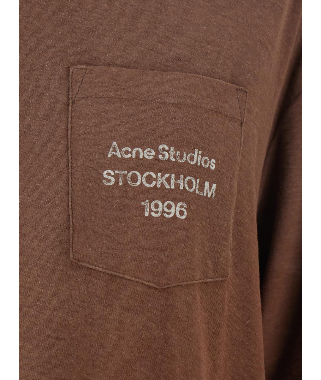 ACNE STUDIOS Коричневая хлопковая футболка, фото 3