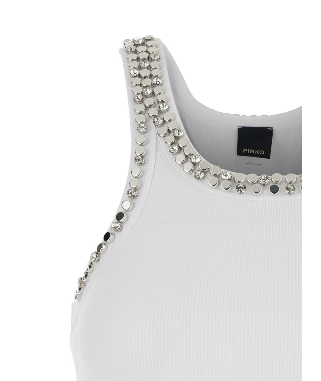 PINKO Белая хлопковая майка, фото 2