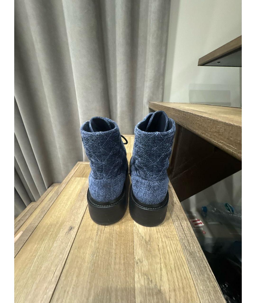 CHANEL Синие текстильные ботинки, фото 4