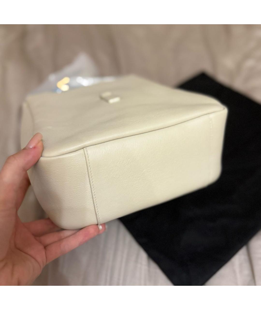 SAINT LAURENT Бежевая кожаная сумка тоут, фото 4
