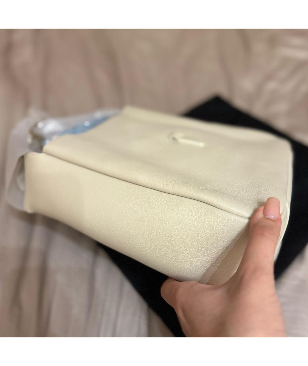 SAINT LAURENT Бежевая кожаная сумка тоут, фото 5