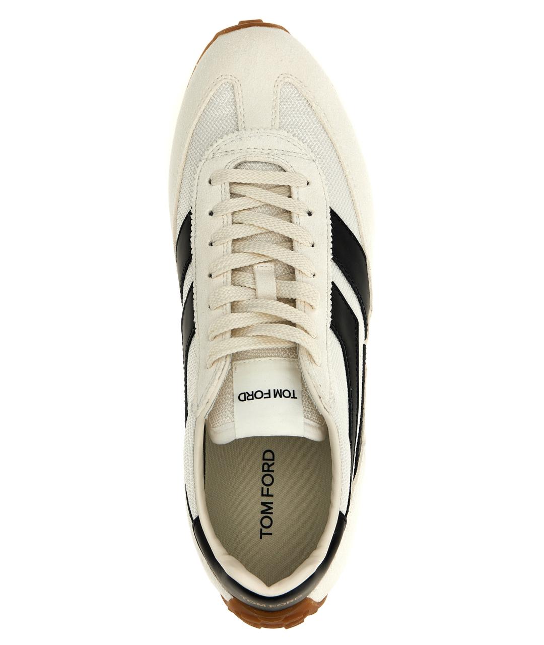 TOM FORD Белые текстильные низкие кроссовки / кеды, фото 4