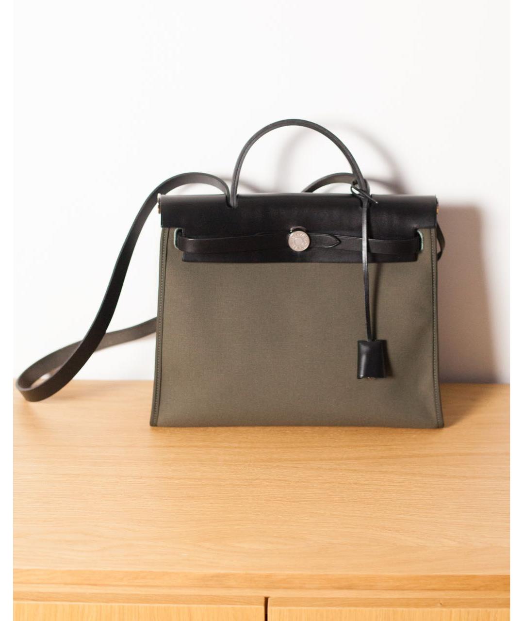 HERMES Хаки хлопковая сумка через плечо, фото 9