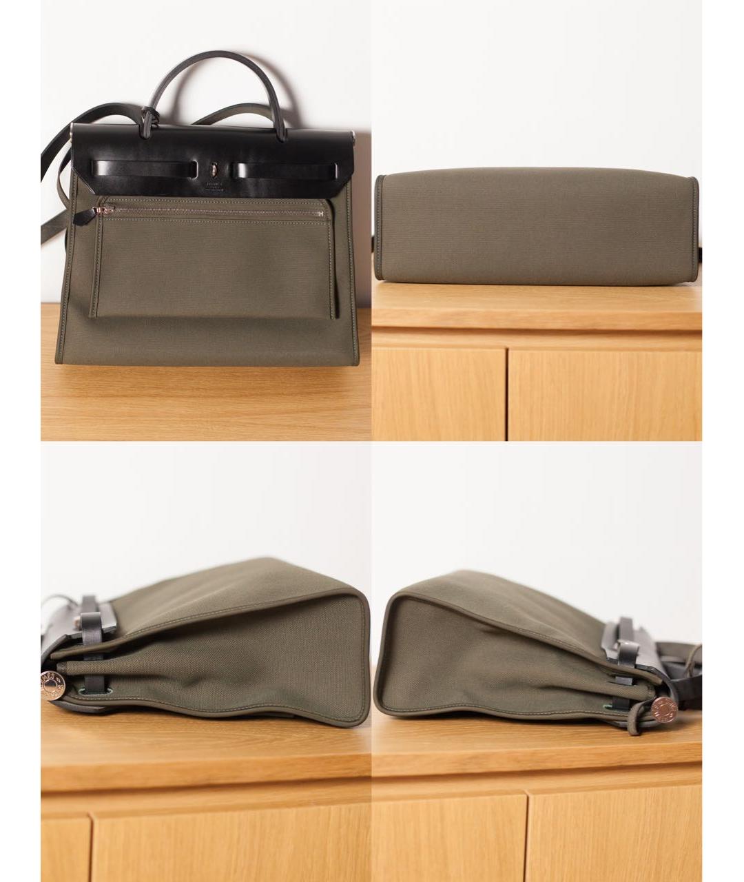 HERMES Хаки хлопковая сумка через плечо, фото 5