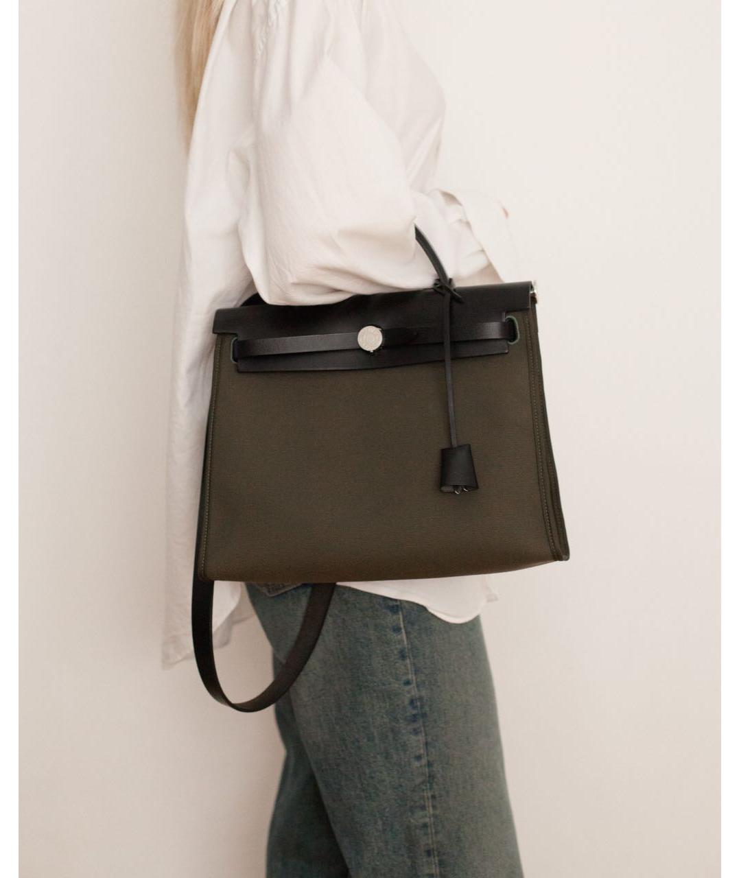 HERMES Хаки хлопковая сумка через плечо, фото 4