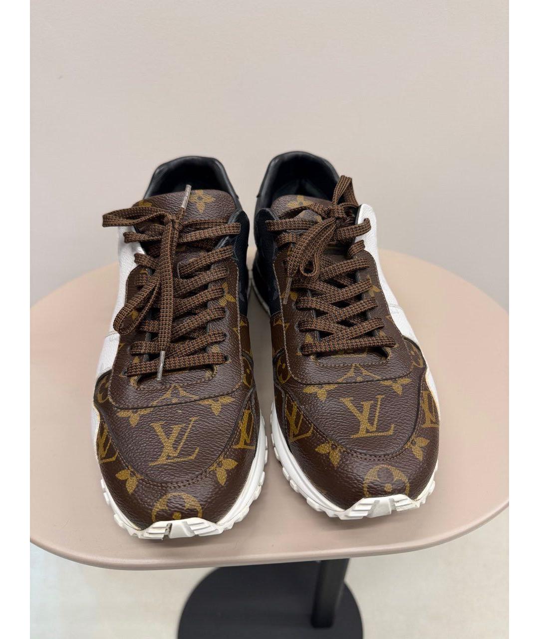 LOUIS VUITTON Коричневые кожаные низкие кроссовки / кеды, фото 2