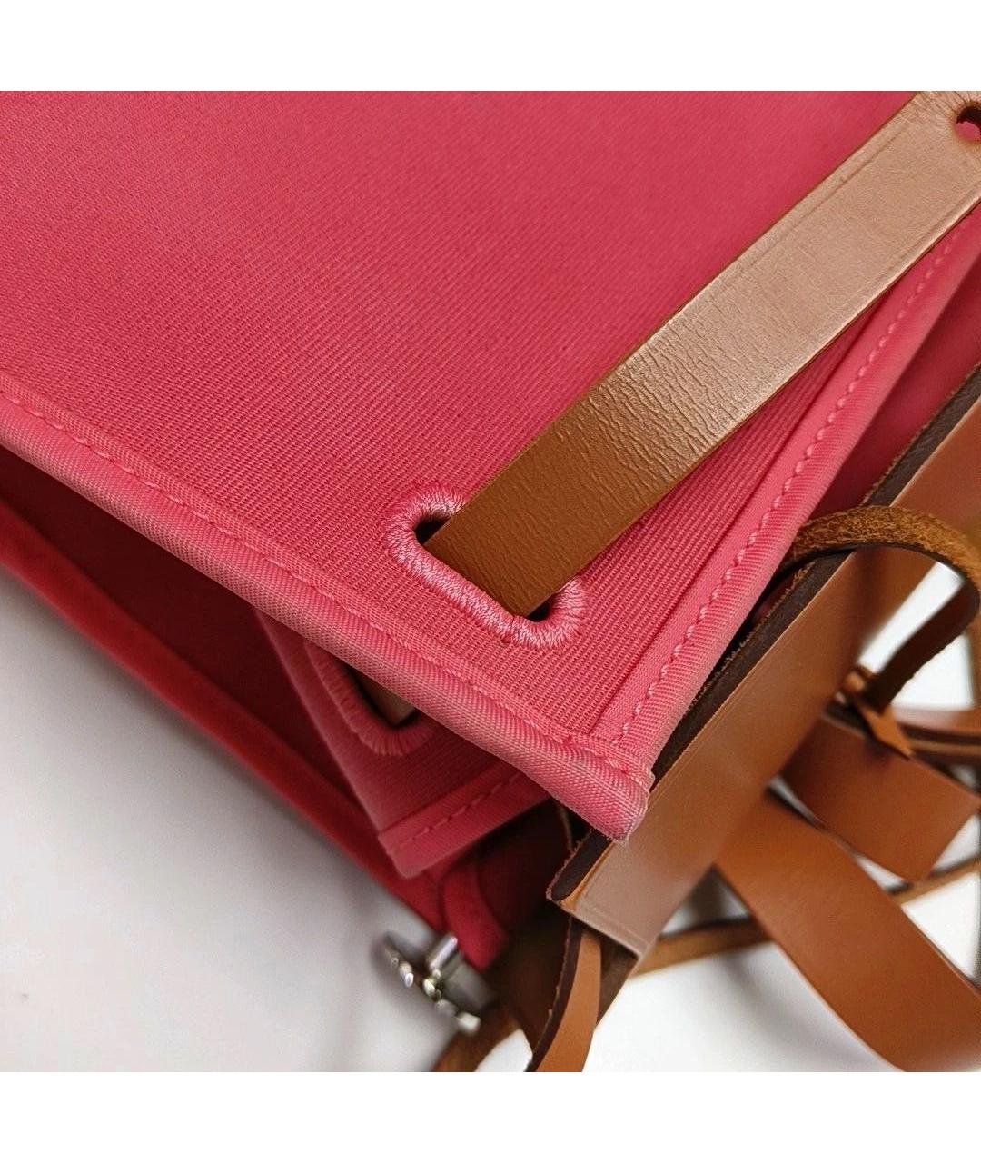 HERMES Коралловая тканевая сумка через плечо, фото 8