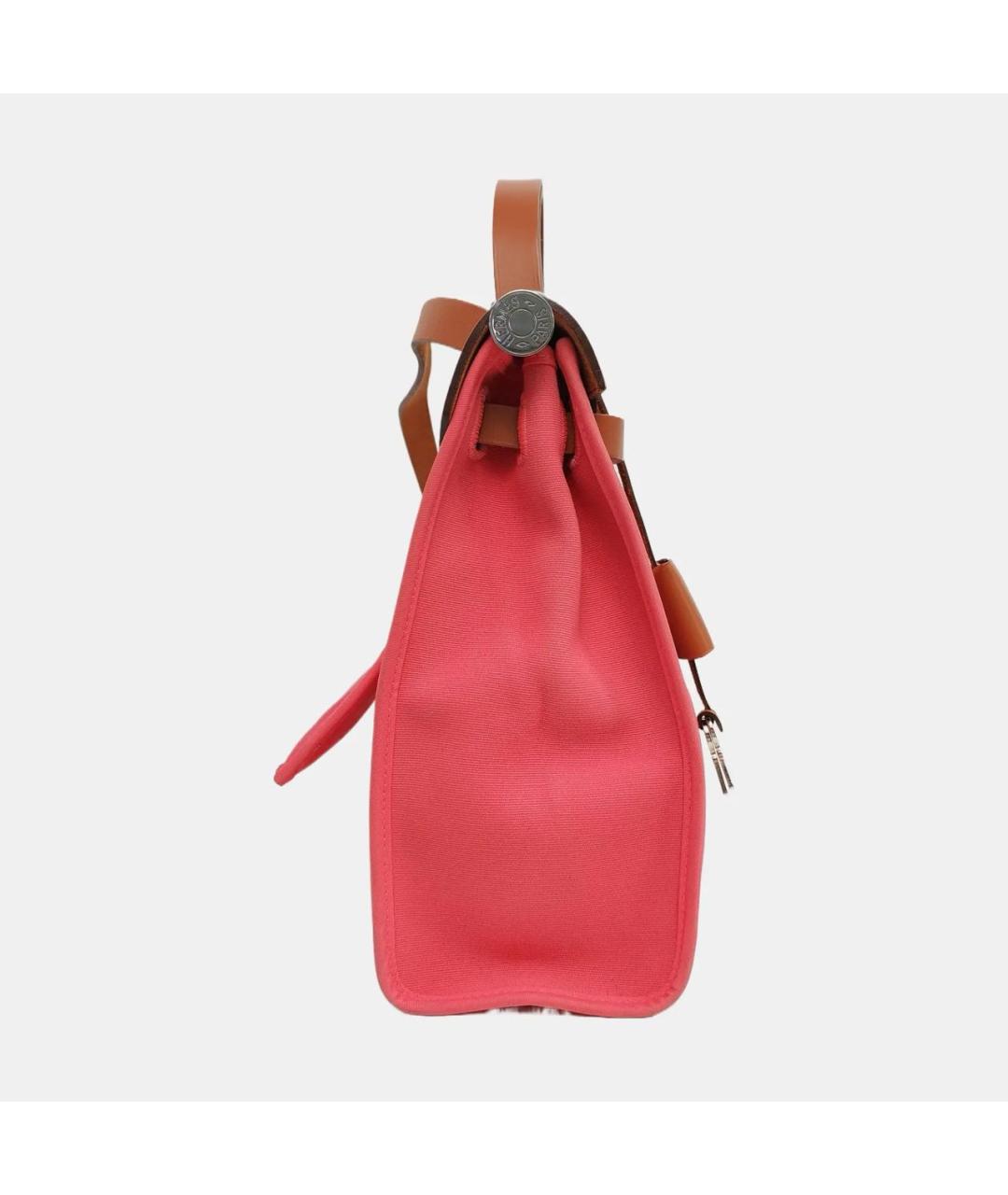 HERMES Коралловая тканевая сумка через плечо, фото 3