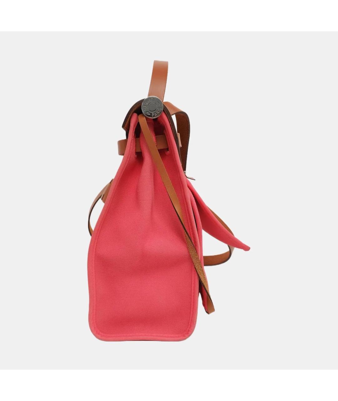 HERMES Коралловая тканевая сумка через плечо, фото 2