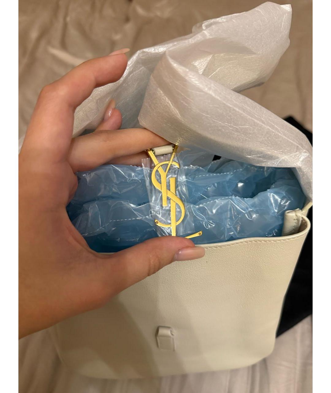 SAINT LAURENT Бежевая кожаная сумка тоут, фото 3