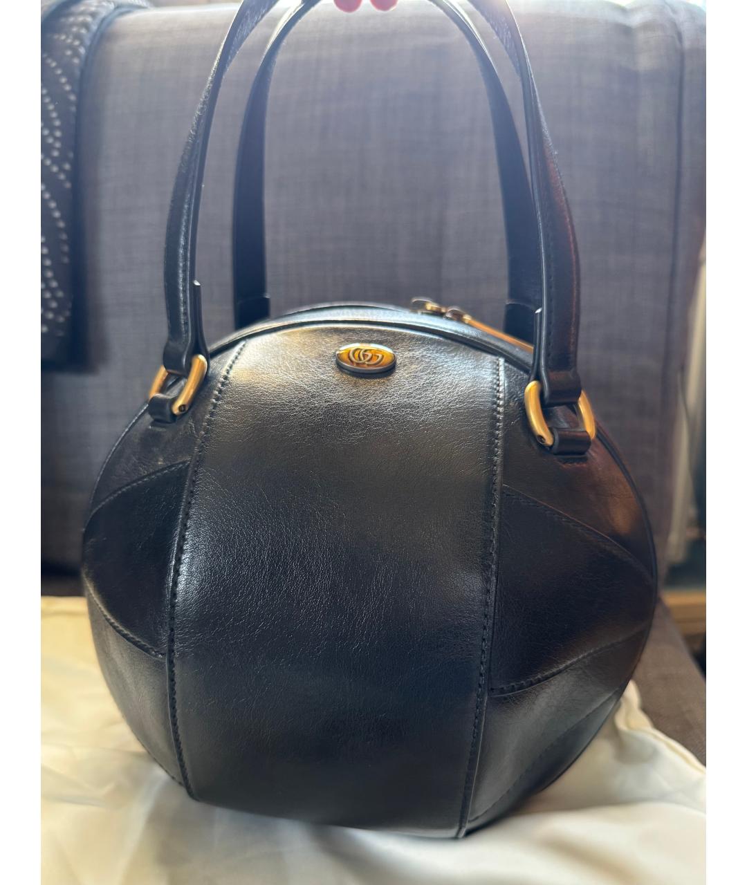 GUCCI Черная кожаная сумка тоут, фото 10