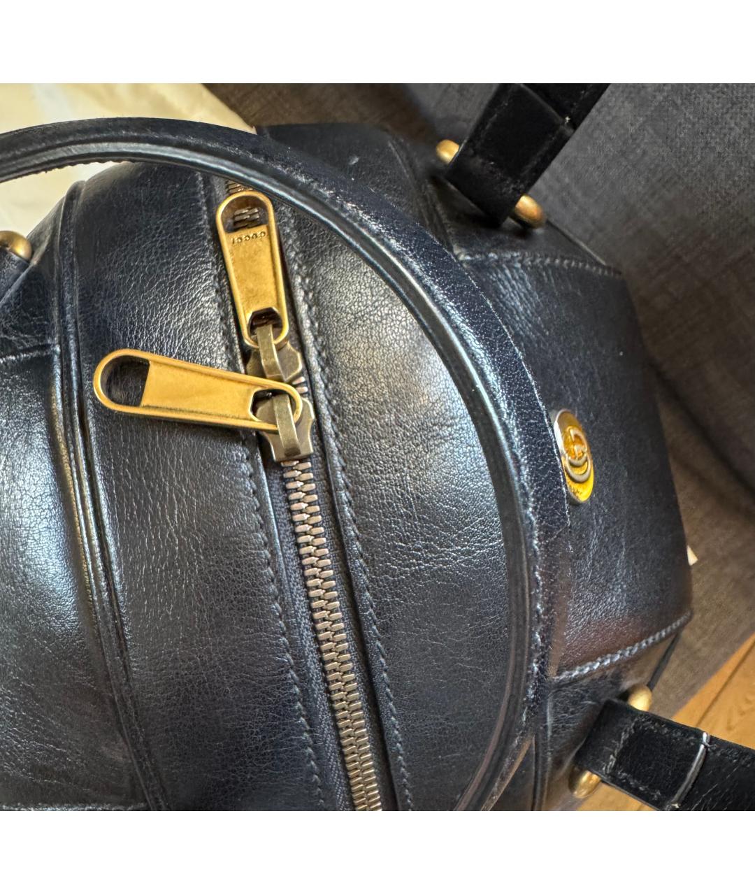 GUCCI Черная кожаная сумка тоут, фото 5