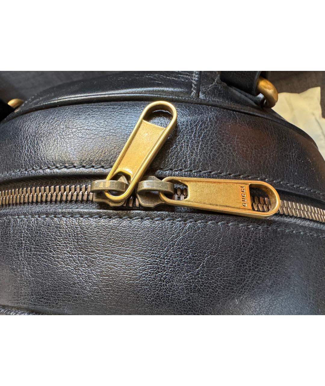 GUCCI Черная кожаная сумка тоут, фото 9