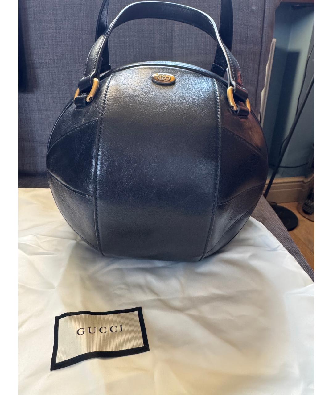 GUCCI Черная кожаная сумка тоут, фото 3