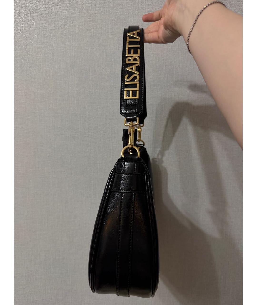 ELISABETTA FRANCHI Черная сумка с короткими ручками из лакированной кожи, фото 3