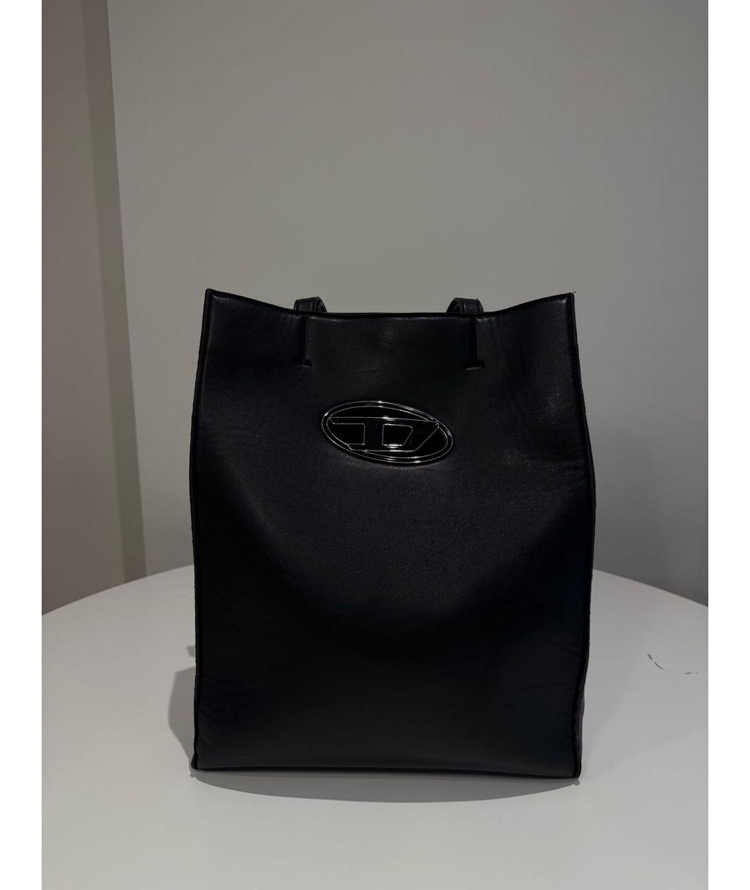 DIESEL Черная кожаная сумка тоут, фото 5