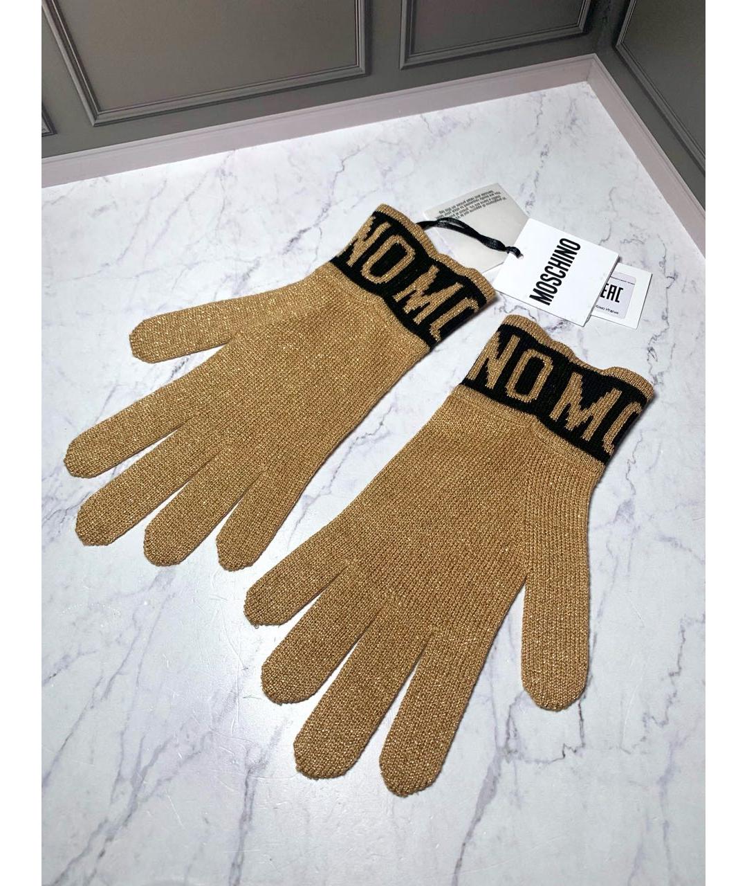 MOSCHINO Золотые шерстяные перчатки, фото 6