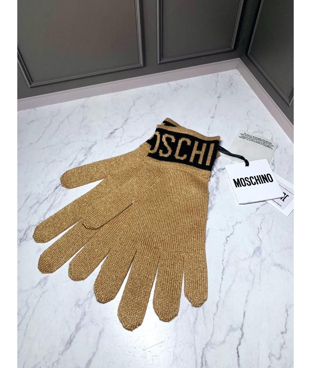 MOSCHINO Золотые шерстяные перчатки, фото 4