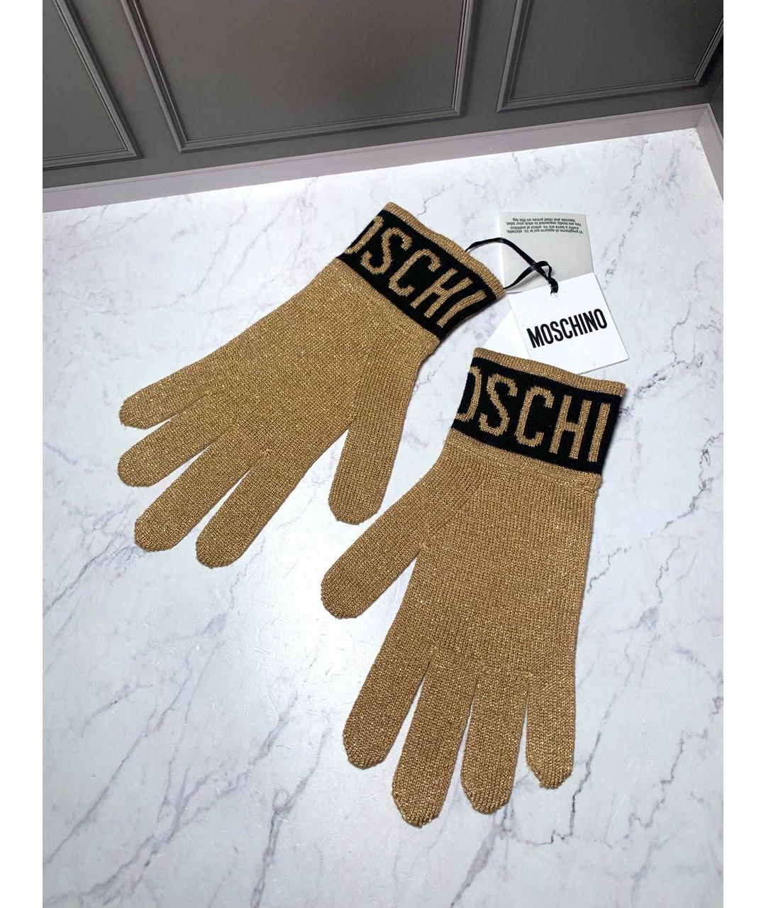 MOSCHINO Золотые шерстяные перчатки, фото 8