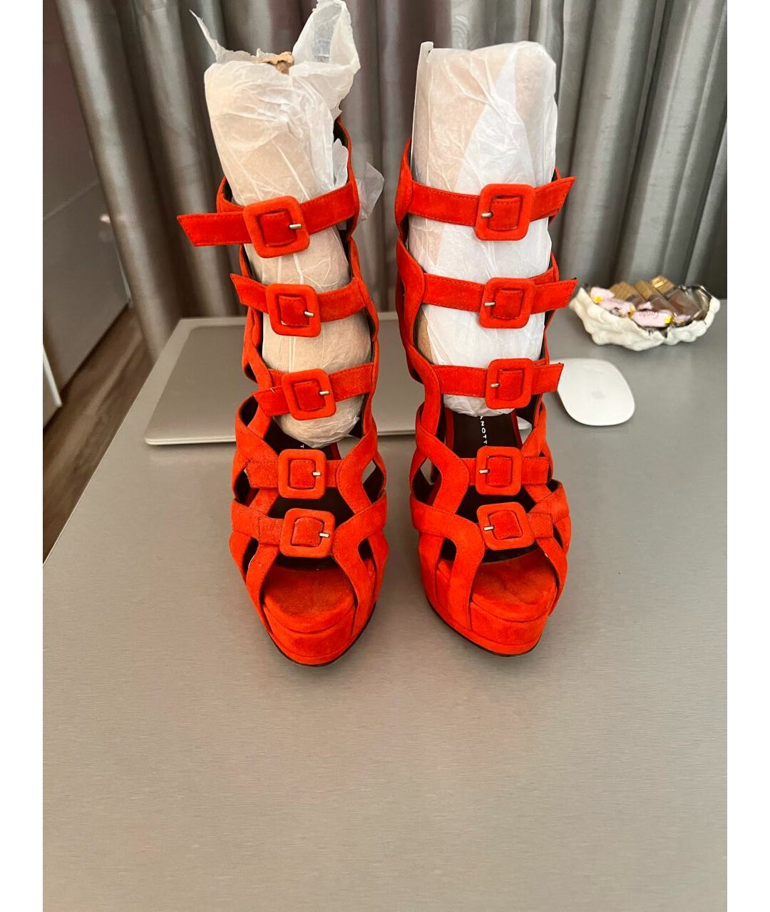 GIUSEPPE ZANOTTI DESIGN Красные замшевые босоножки, фото 2