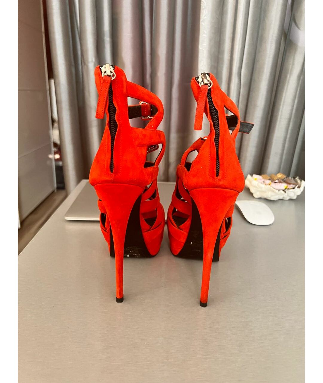 GIUSEPPE ZANOTTI DESIGN Красные замшевые босоножки, фото 4