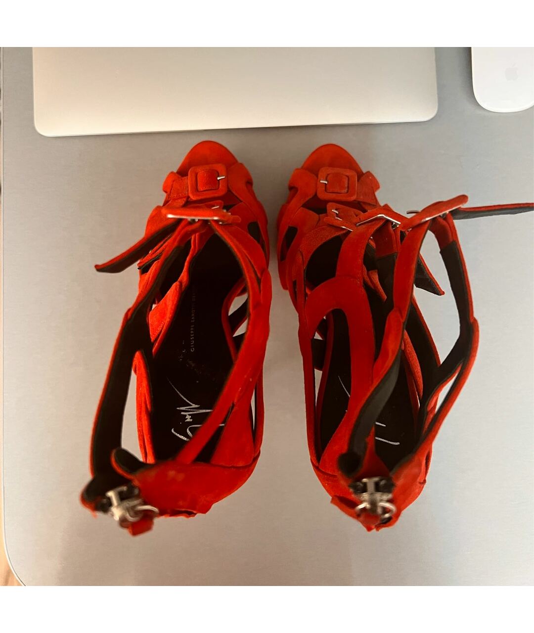 GIUSEPPE ZANOTTI DESIGN Красные замшевые босоножки, фото 3