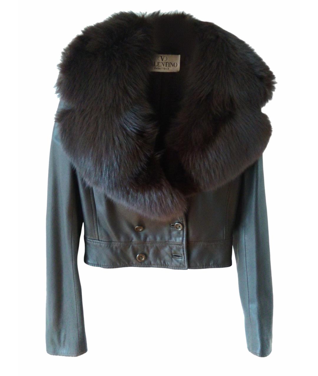 VALENTINO Коричневая кожаная куртка, фото 1