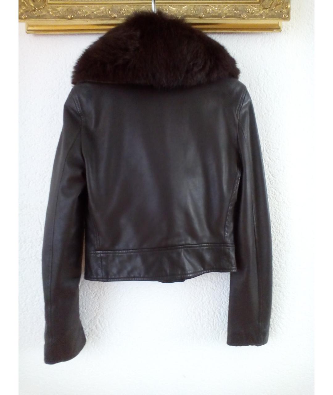 VALENTINO Коричневая кожаная куртка, фото 2