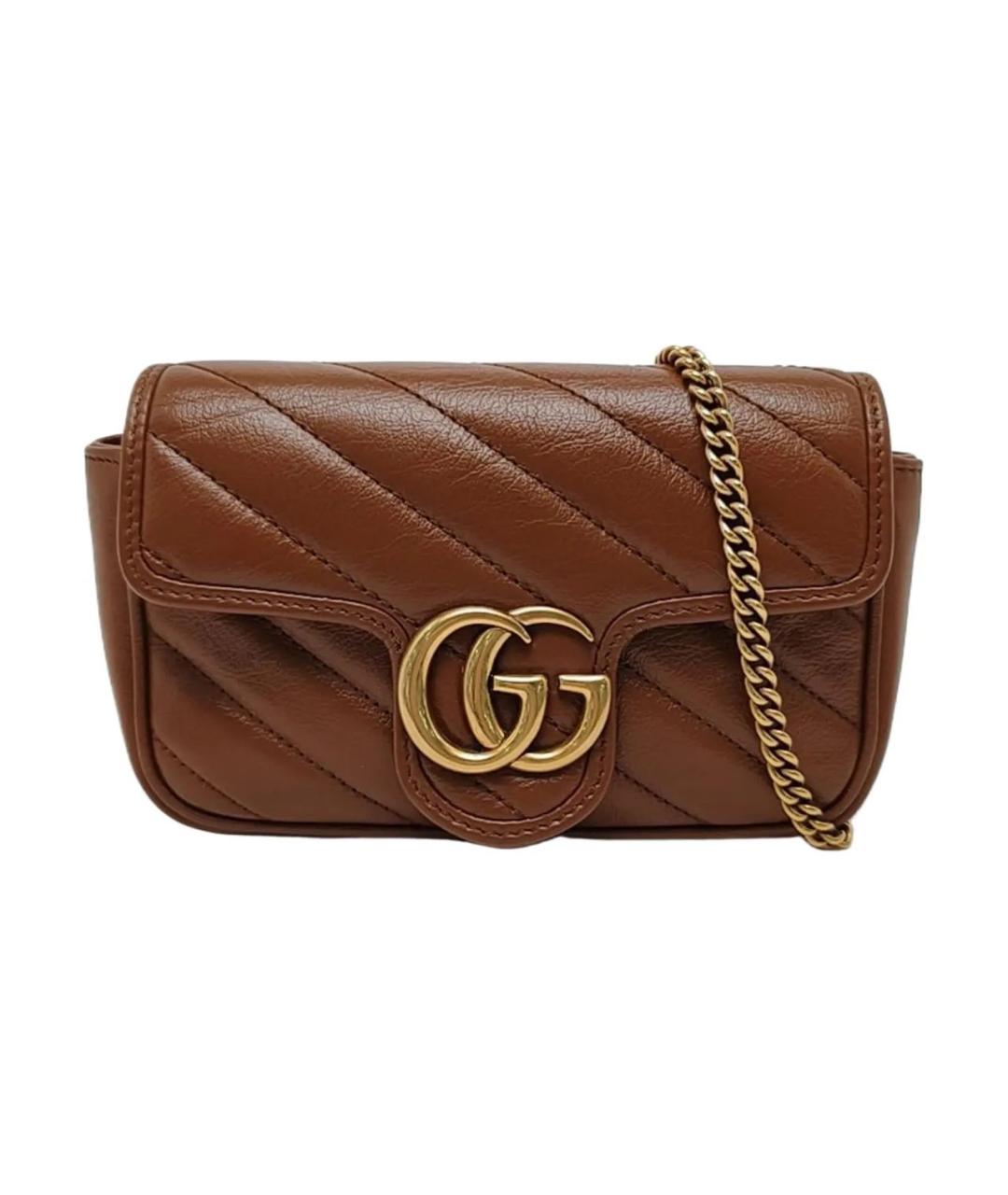 GUCCI Коричневая кожаная сумка через плечо, фото 1