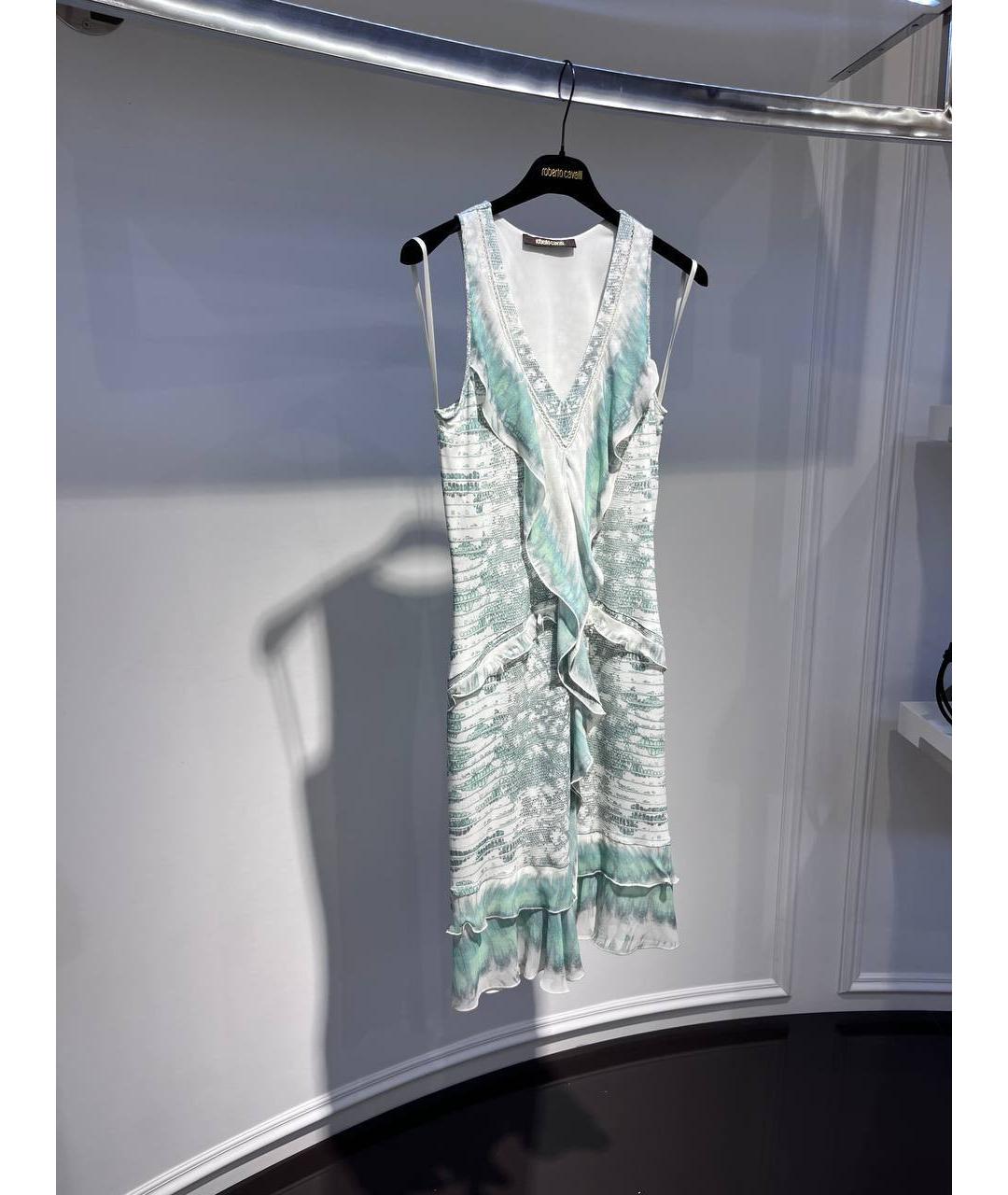 ROBERTO CAVALLI Бирюзовое вискозное коктейльное платье, фото 2