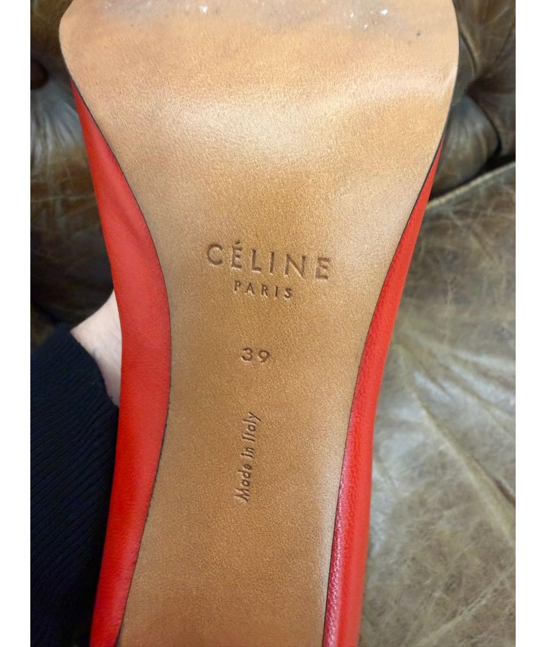 CELINE Красные кожаные ботильоны, фото 6