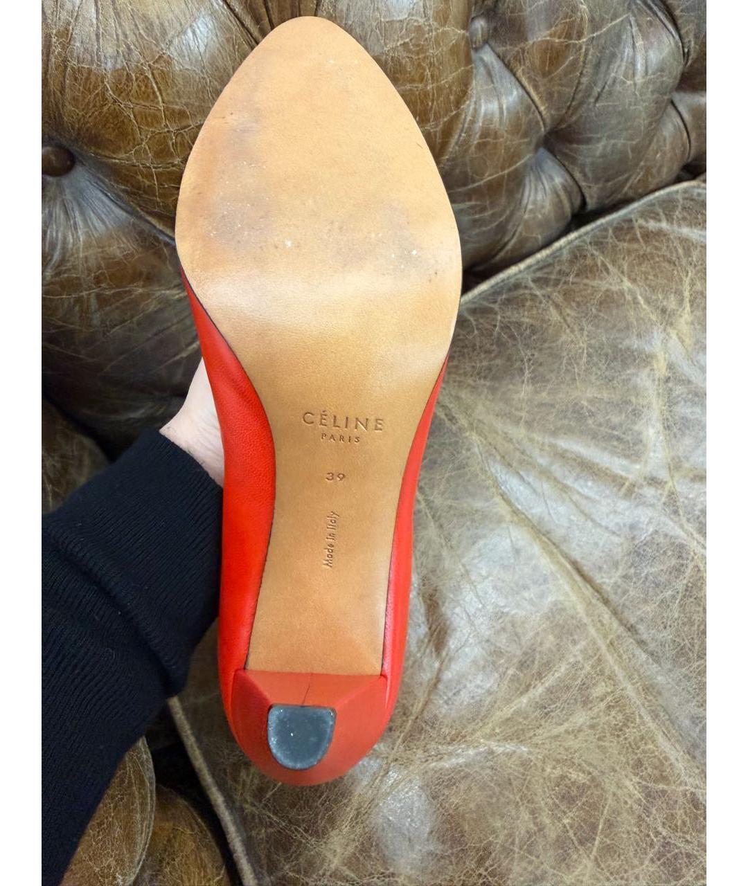 CELINE Красные кожаные ботильоны, фото 5