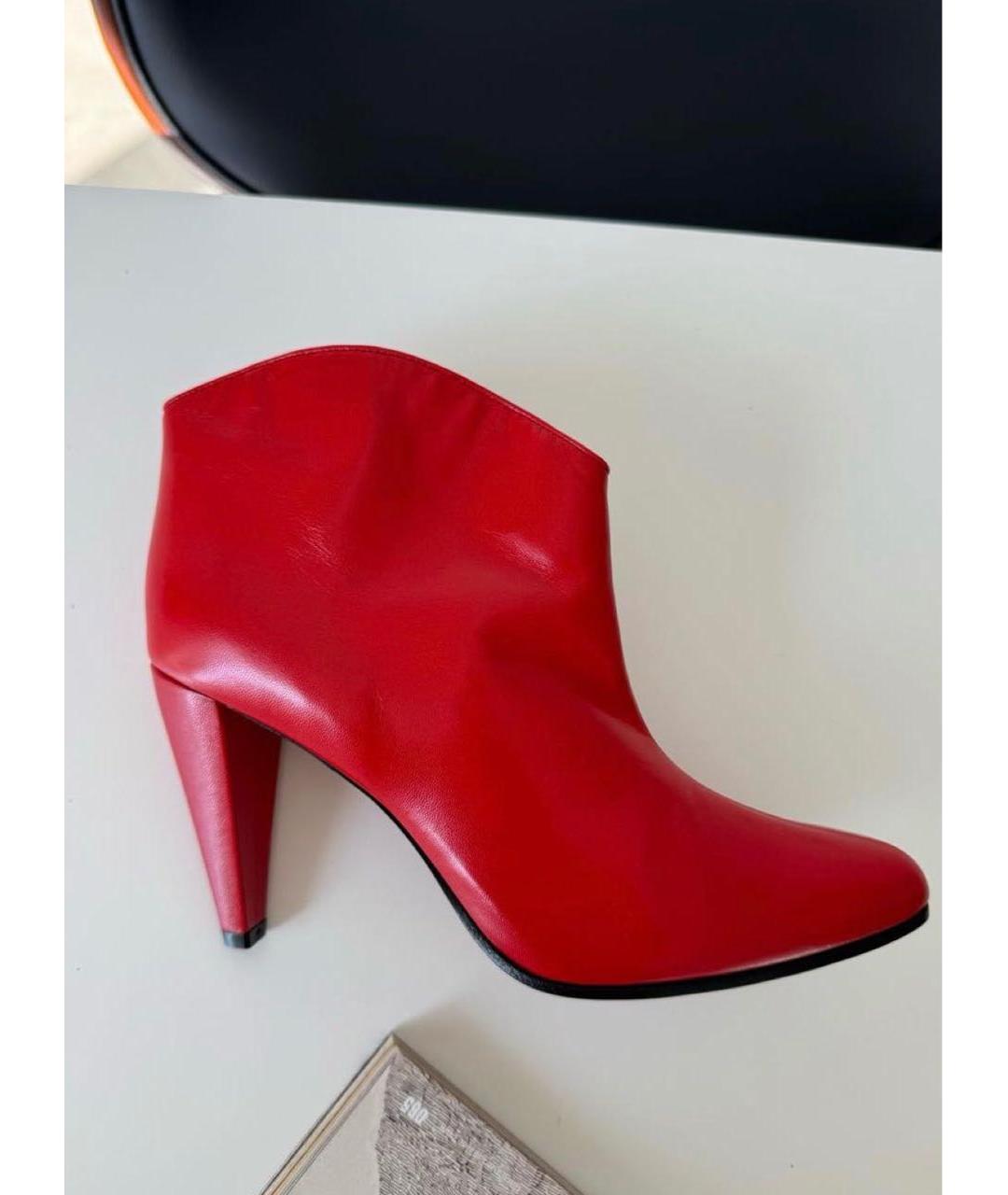 CELINE Красные кожаные ботильоны, фото 7