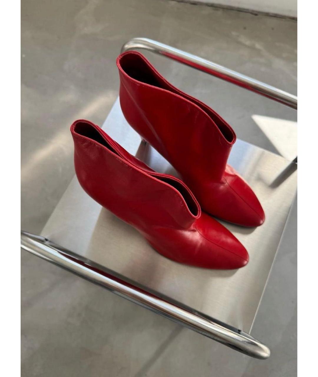 CELINE Красные кожаные ботильоны, фото 2